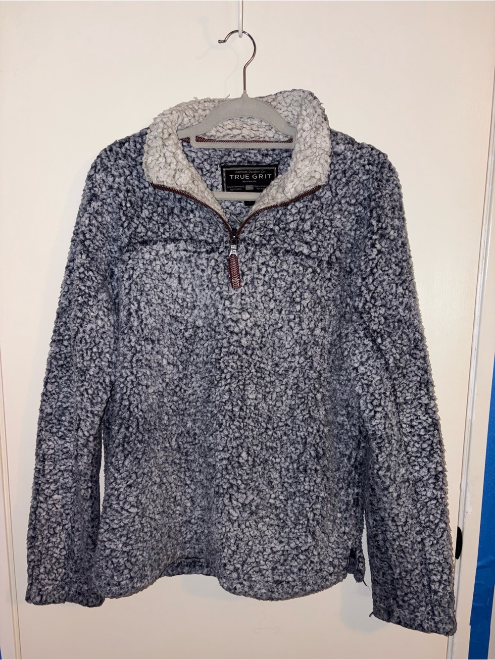 True Grit Gray Sherpa Quarter-Zip Teddy Pullover